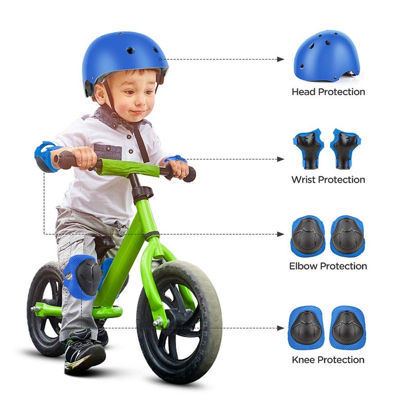 DaCool Kids Bike Helmet Skateboard Knee Pads - Toddler Helmet Adjustable for 3-8 Years Old Girls Boys Child Kids Protective Gear Set for Sport Cycling Bike Roller Skating Scooter  Blue - Image 3